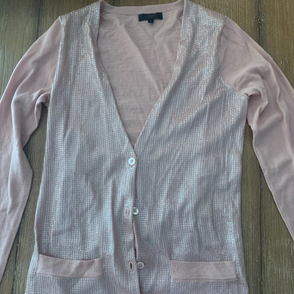 J.Crew V. Neck Pink Sparkle Cardigan, Size Small, On Trend!